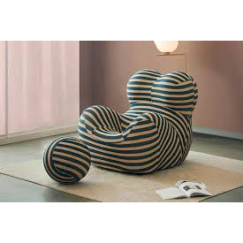 Chaise d'appoint Teddy en bleu avec revêtement moelleux et design arrondi douillet, Bleu
