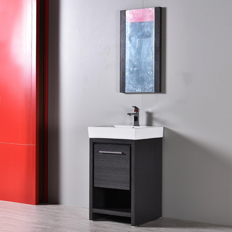 Ensemble de meuble-lavabo simple 20 po avec miroir Artemis, Gris argenté