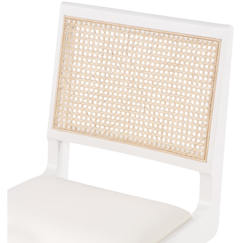 Abby Dining Side Chair, Cream Vegan Leather, White