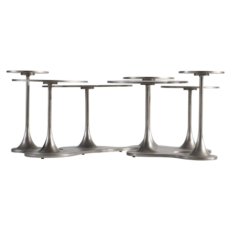 Graphite Aluminum Round Outdoor Coffee Table with Silver Finish