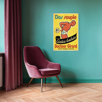 «Vintage French Back Support Retro», reproduction d'art murale rétro