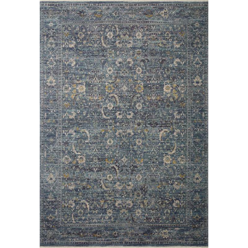 Tapis océan / doré Jean Stoffer x Loloi Bradbury, Rectangle 11 pi 6 po x 15 pi 6 po