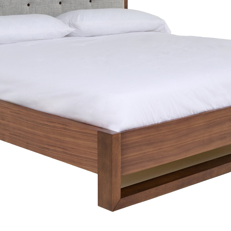 Cear Bed, tête de lit à panneau touffeté gris avec découpe, gris brun, Grand