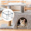  Arbre à chat 28 po pour chatons, tour pour chat avec tableau à griffer, perchoir rembourré, panier, gris