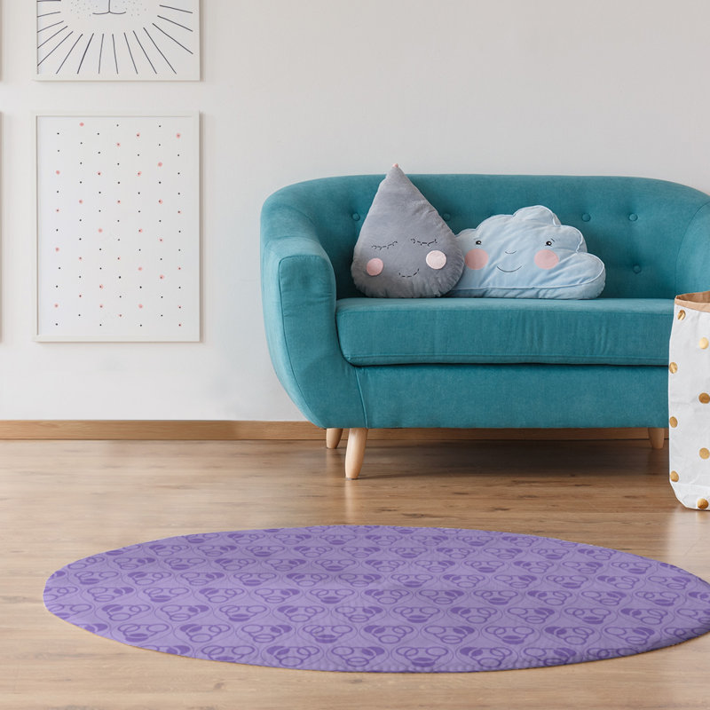 Chenille Geometric Indoor Rug, Round 5'