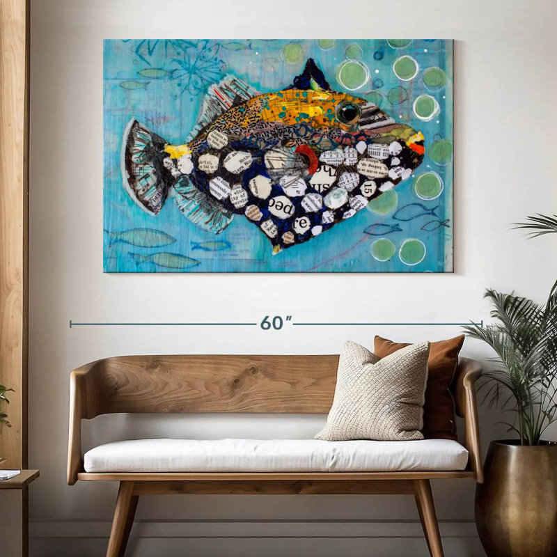 Brampt Clown Triggerfish, 34" H x 51" W