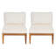 Chaises longues de patio modernes, ensemble de 2 en bois d'acacia, coussins crème