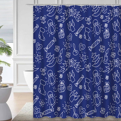 White Waterproof Shower Curtain, Shower Curtains for Bathroom with 12 Hooks