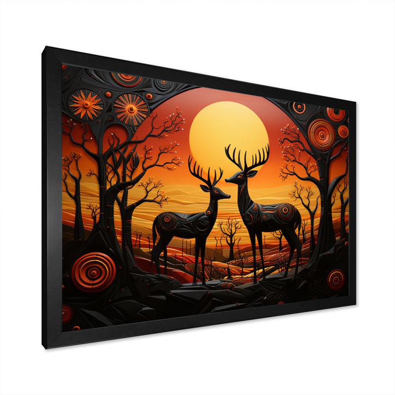 Cerf vibrant d'Afrique II sur toile, H 12 po x l 20 po x P 1 po, Cadre photo noir