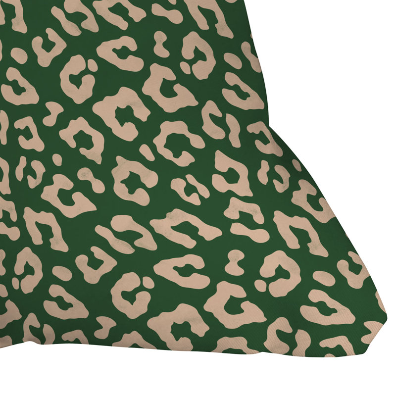 Coussin décoratif extérieur Avenie BR à motif guépard vert, 26 po x 26 po