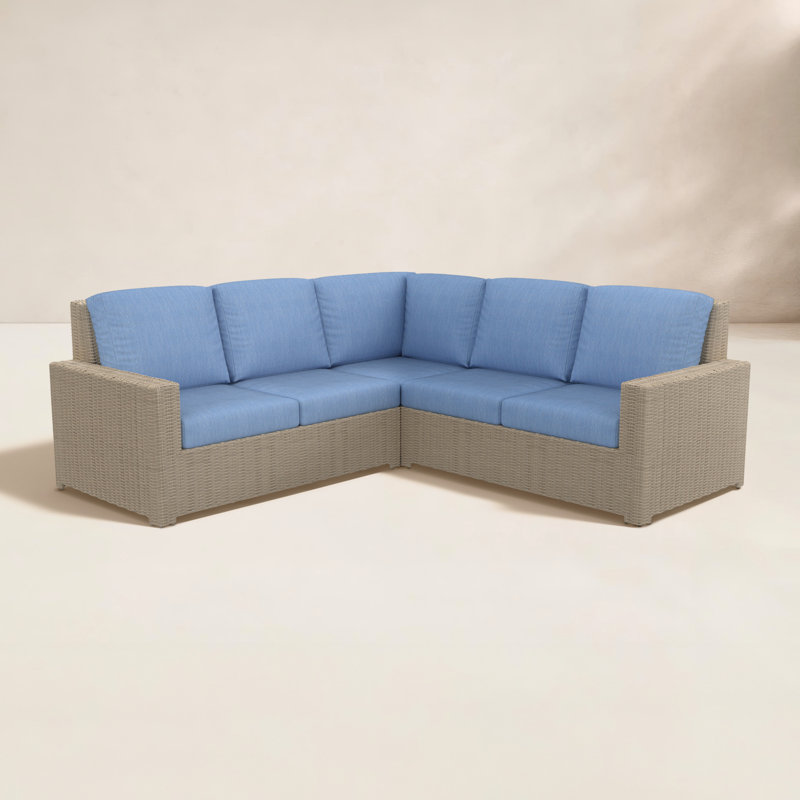 Henri Outdoor Patio Sectional Seating Group With Sunbrella Cushions, Cast Ocean