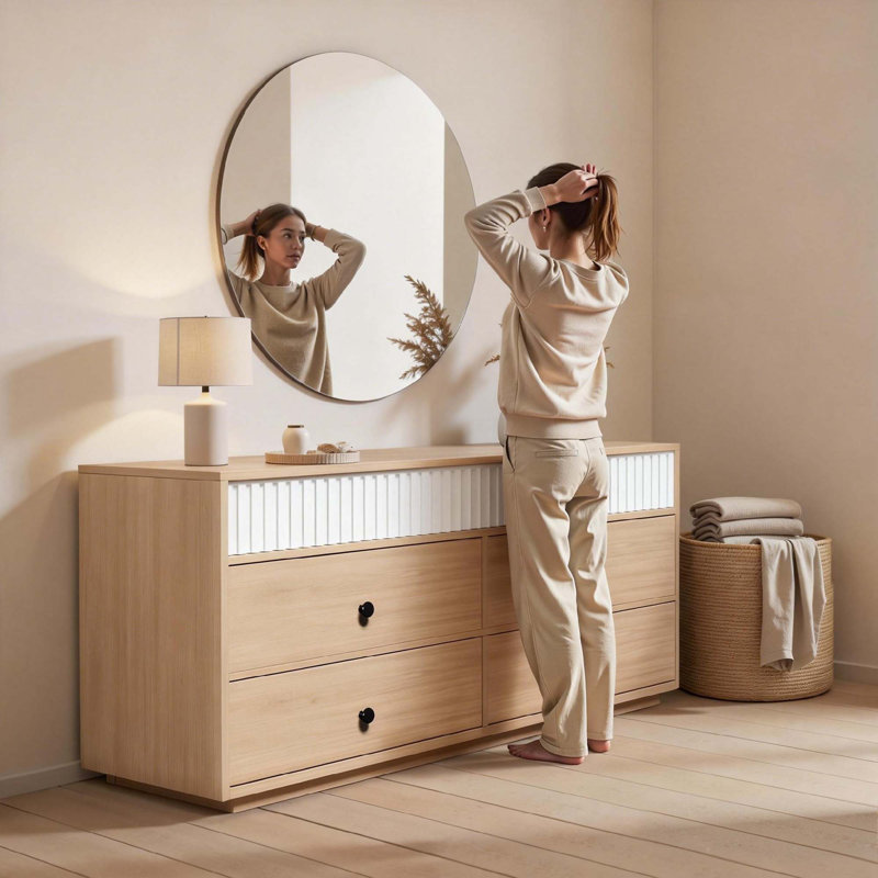 160cm W 6 - Drawer Chest of Drawers, Beige