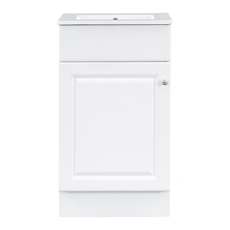 Meuble-lavabo de salle de bain avec lavabo, meuble-lavabo avec tablette de porte et tablette réglable, Blanc, 18"