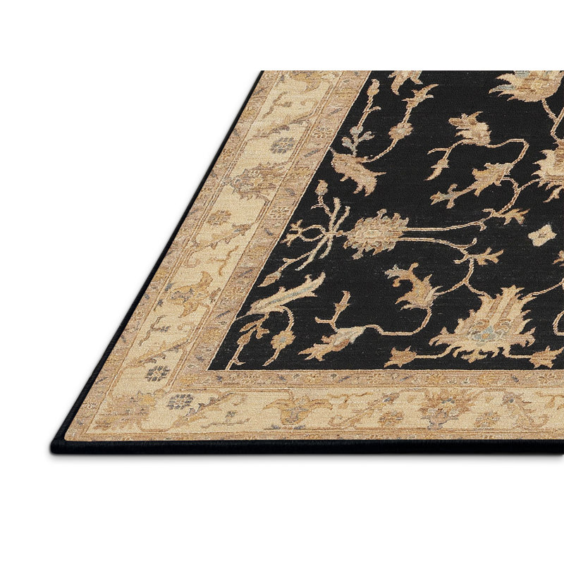 Tapis traditionnel mehroon/noir/bleu Babumba, Rectangle 5 pi x 7 pi