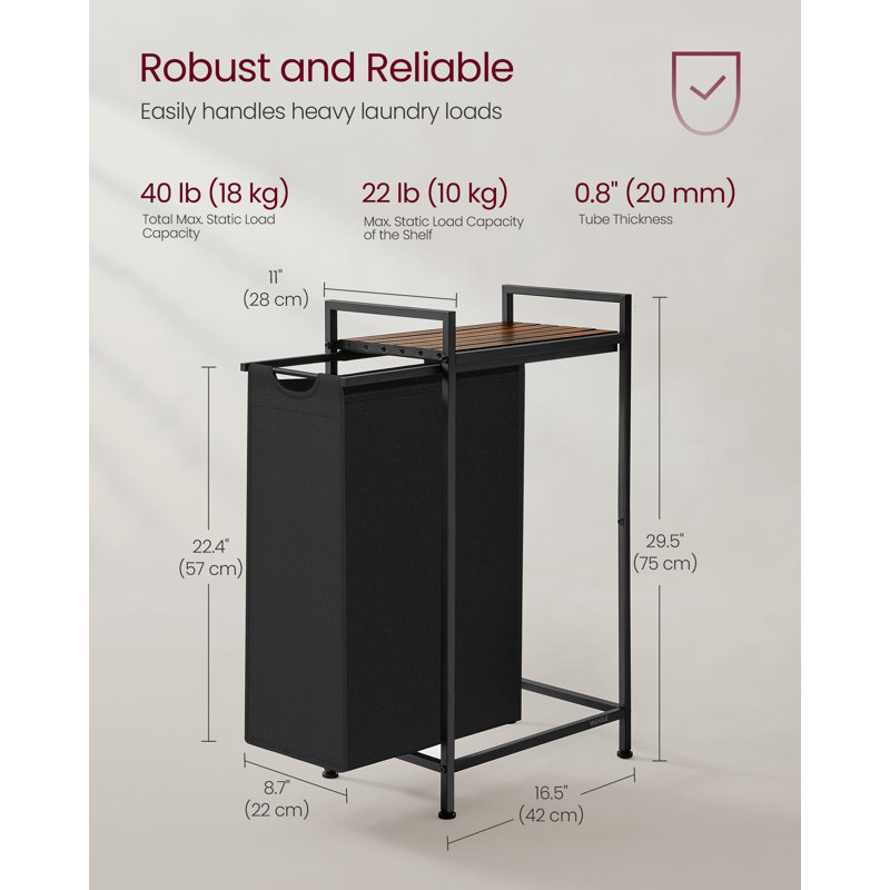 Laundry Hamper, Ink Black/Rustic Brown