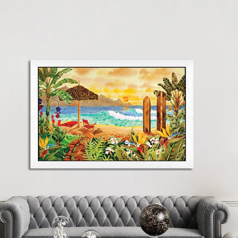 Surfing The Islands by Robin Wethe Altman - Giclee Art Print on Canvas, White Floater Frame, 152.5 cm H x 101.5 cm W