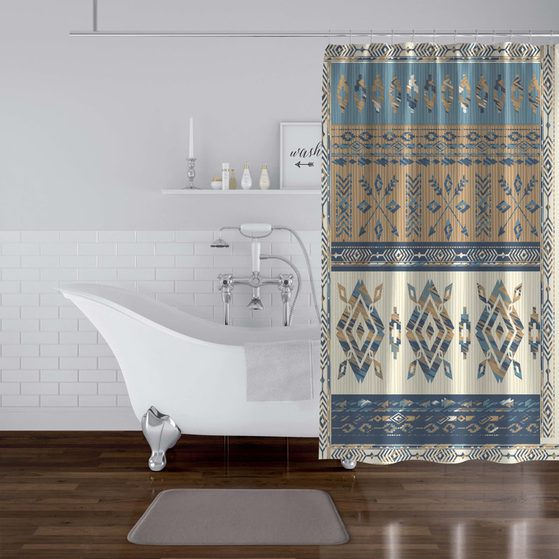 Mckernan Geometric Shower Curtain, 70" H x 71" W