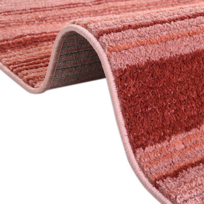 Tapis d'intérieur rayé Hulsey, Red, Carré 9 pi 10 po