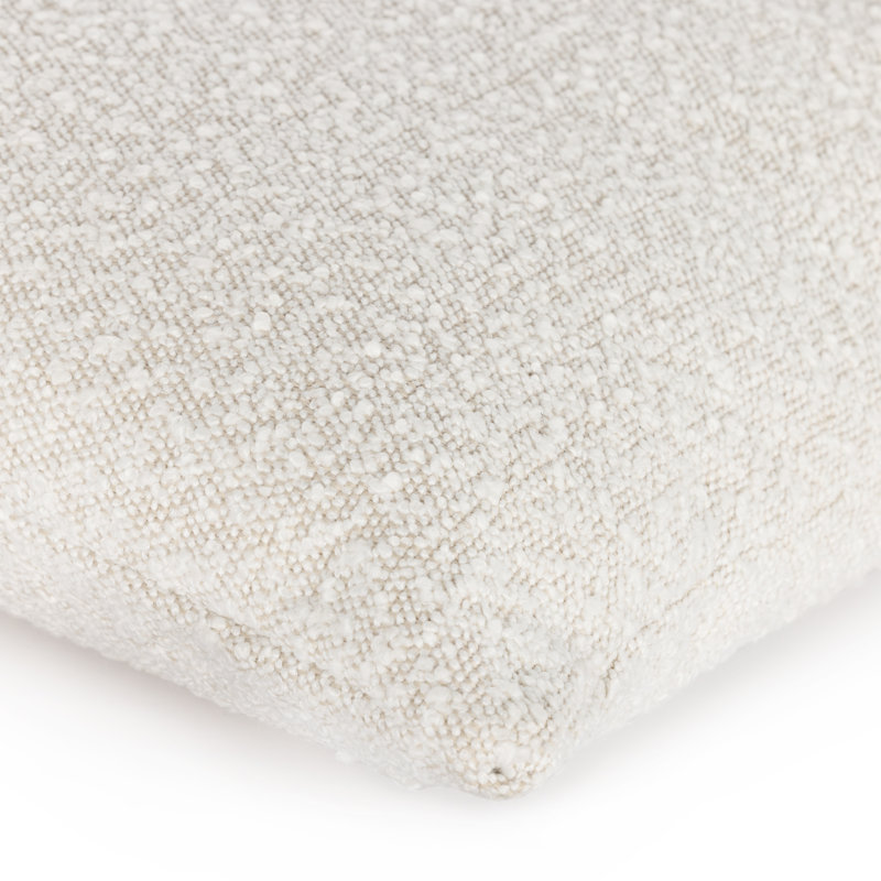 Cream Boucle and Black Leather Square Throw Pillow Set