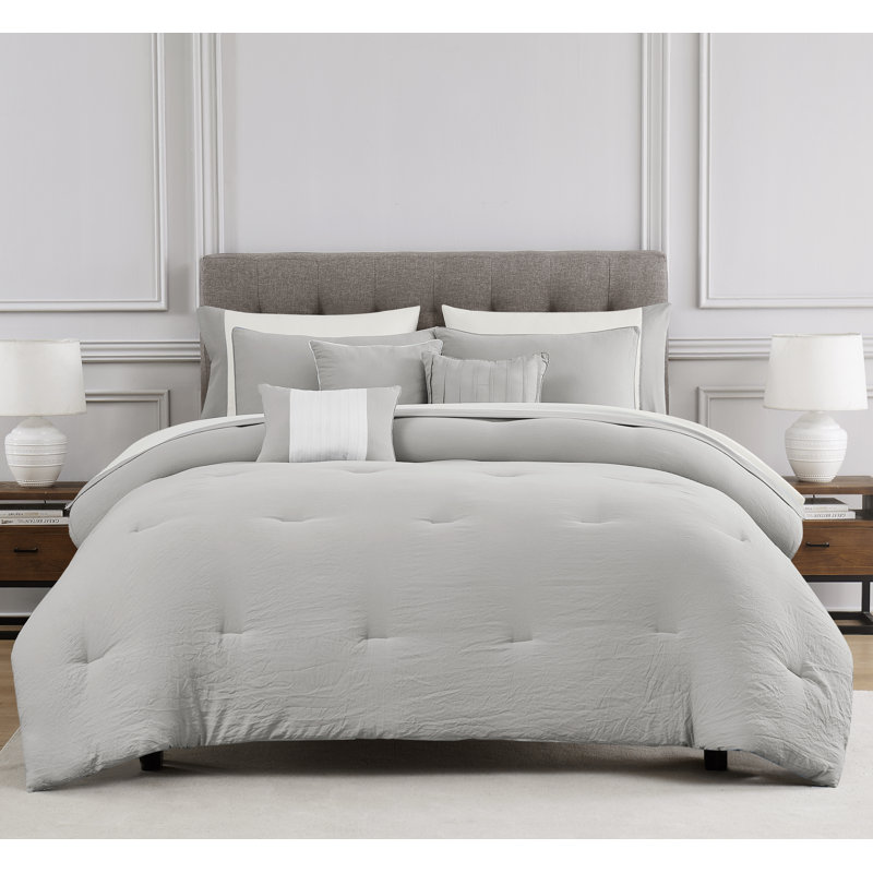 Ensemble d'édredon avec coussins et draps Allia, Argent, Édredon pour grand lit + 9 pièces supplémentair