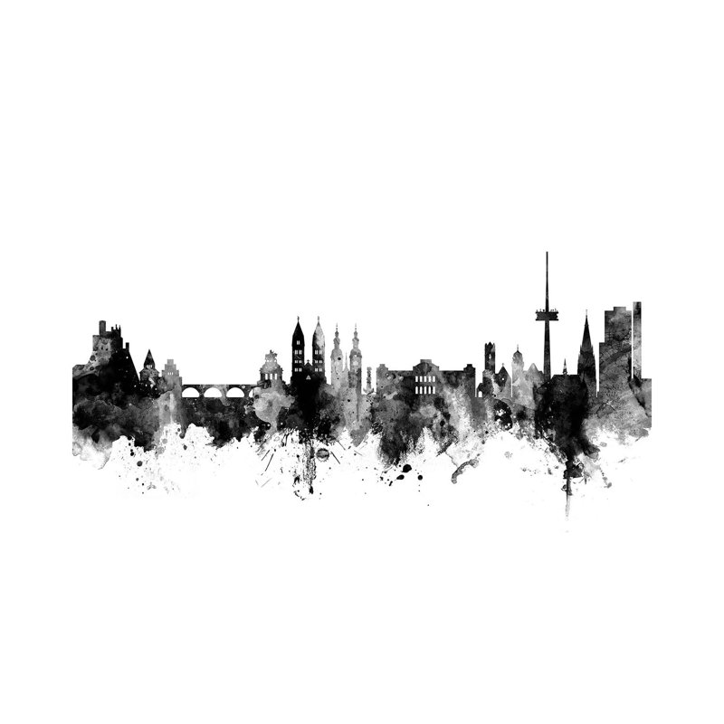 Koblenz, Germany Skyline In Black And White by Michael Tompsett - Wrapped Canvas Gallery-Wrapped Canvas Giclée