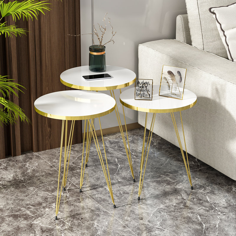 Ginsburg 3 Legs End Table Set, White