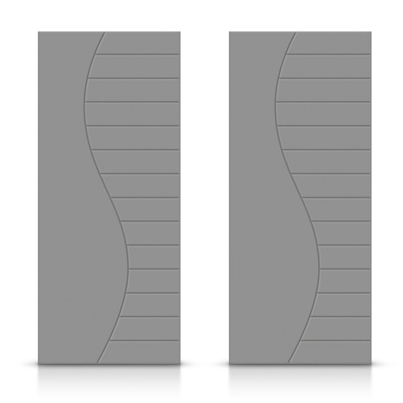 Portes de placard coulissantes à panneaux, 48 po x 80 po, Gris clair
