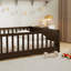 Lit d'enfant double avec plancher en caoutchouc, barrières de sécurité, étagère à livres intégrée, conception sans porte, couleur espresso-495828731-495828725
