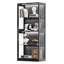 Vitrine RVB avec tablettes réglables en verre, étui de rangement à 4 niveaux avec lumières à DEL et portes à pression, tablette moderne pour objets de collection, noir -596348370-603044393