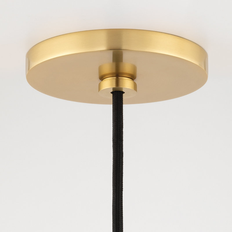 Luminaire suspendu conique à 1 lumière Corby, Laiton vieilli, Crème, H 13,25 po x l 14 po x P 14 po