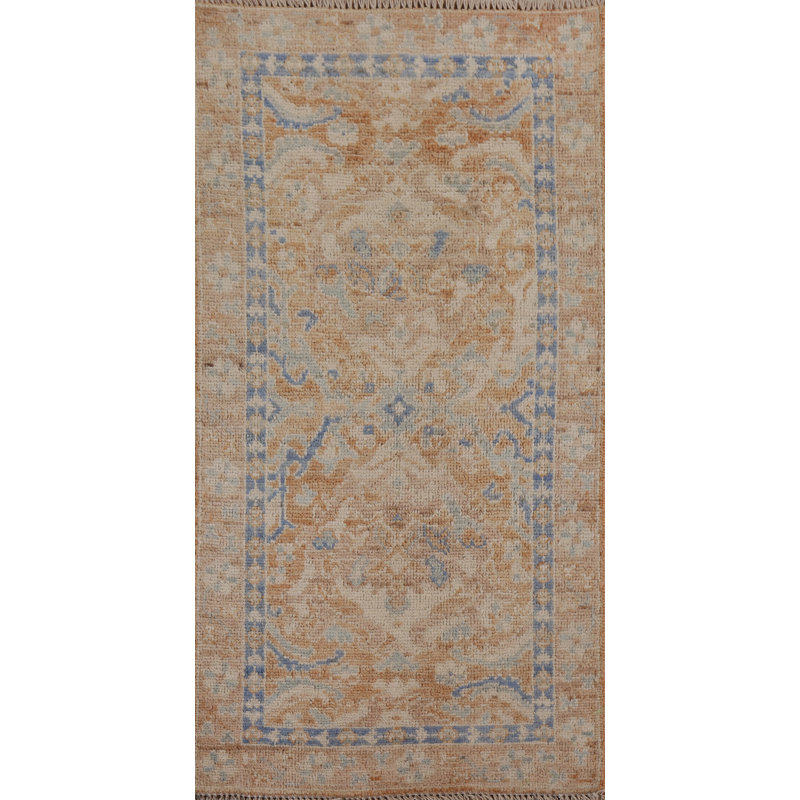 Tapis oriental géométrique Oushak noué à la main 2 x 4