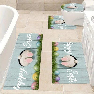 Ensemble de tapis pour salle de bain 4 pièces Joyeuses Pâques