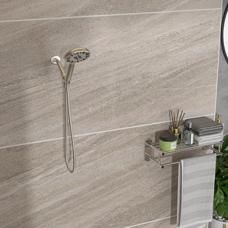 Douchette à main avec 7 fonctions - tête de 4,7 po, boyau en acier inoxydable de 59 po, support réglable pour un temps de bain agréable avec réglages agréables