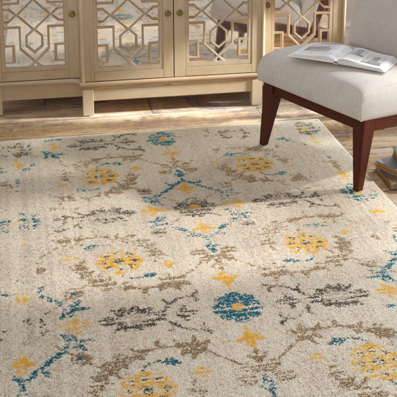Wool Floral Indoor Rug, Rectangle 5'.3"x7'.8"