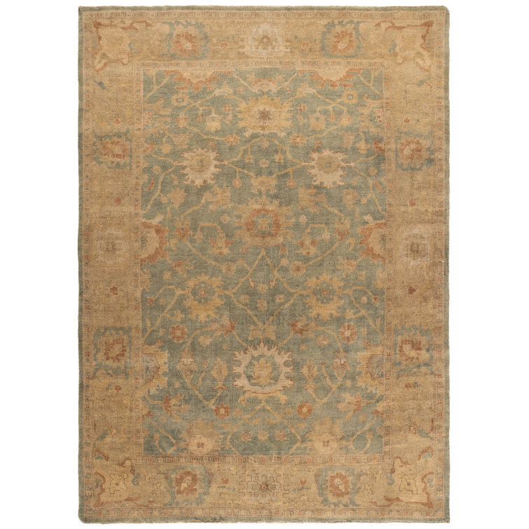 Oushak Nubl Oriental Hand Knotted Wool Dark Green/Brown Area Rug