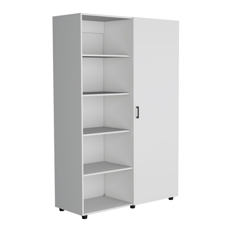 Armoire 1 porte à 6 niveaux avec deux tiges suspendues Eco, Blanc
