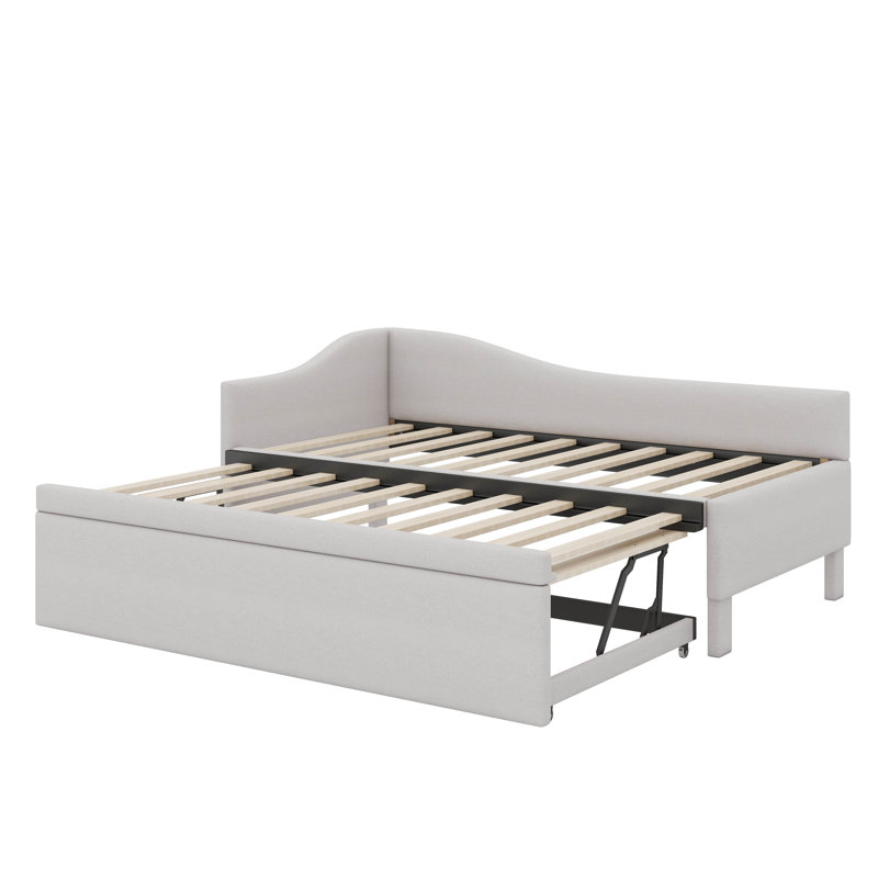 Canapé-lit simple en L rembourré avec couchette surélevée, Beige