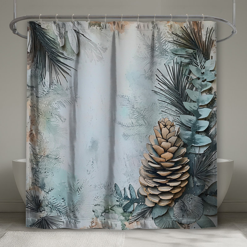 Pinecone Eucalyptus Arrangement Shower Curtains Extra Long, 70in W x 84in H