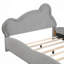 Lit plateforme double en velours avec tête de lit en forme d'ours et poche de rangement