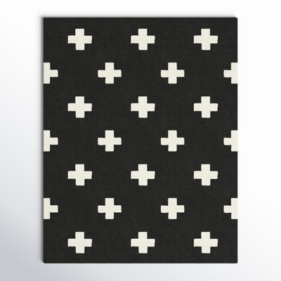 Cavan Black Hand-Tufted Geometric Wool Rug