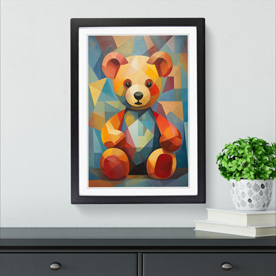 Teddy Bear Cubism - Single Picture Frame Print on Wood