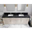84 po Cambridge X P 22 po D Meuble-lavabo double en grain fin avec 2 po Quartz noir Calacatta