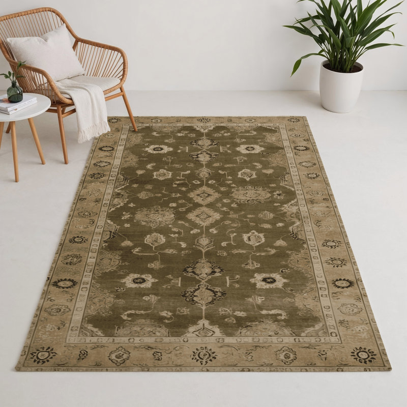 Tapis intérieur et extérieur brun Overdyed, Rectangulaire 3 pi x 5 pi