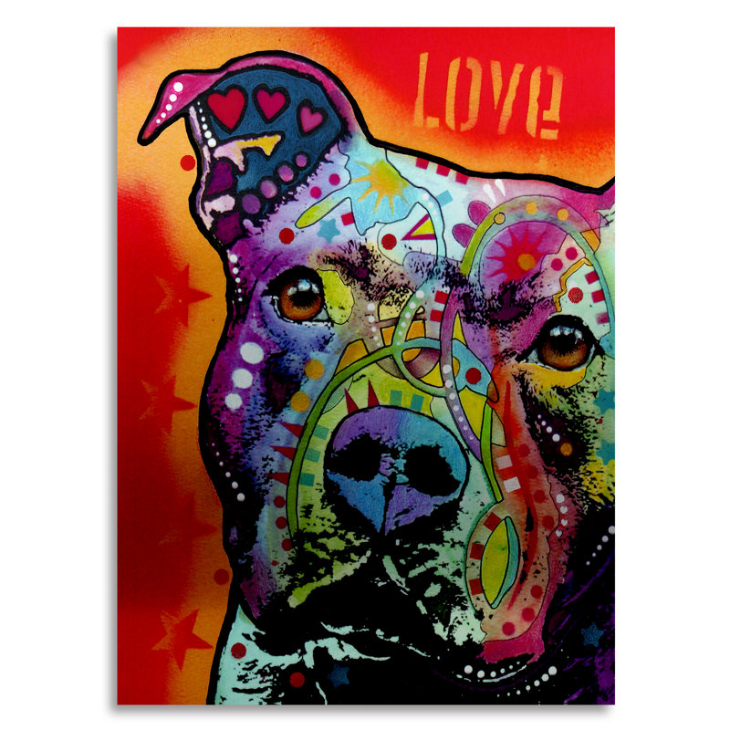 « consciencieux pitbull », reproduction d’impression sur toile, H 22 po x l 16 po x P 1 po, Sans cadre, Pas de tapis