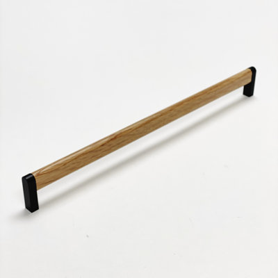 Oak Wood and Black "Crossing" 12-5/8" Center to Center Wood Cabinet Handle