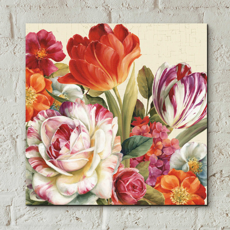 «Garden View Tossed-Florals» par Lisa Audit, H 12 po x l 12 po x P 0,13 po