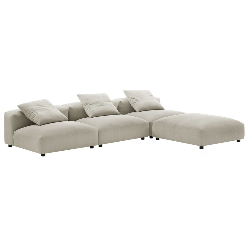 Canapé modulaire rembourré 4 pièces Solace, Tissu beige