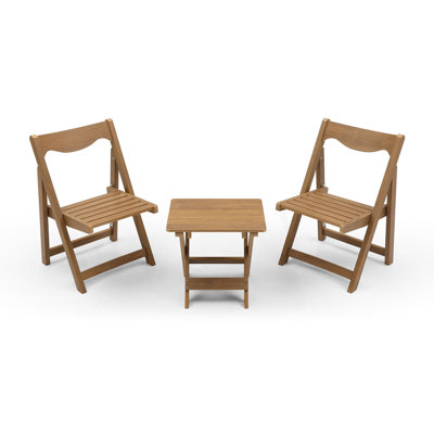 Ensemble de table bistro d'extérieur pliable et ensemble de chaises en teck 1 pièce HiPS