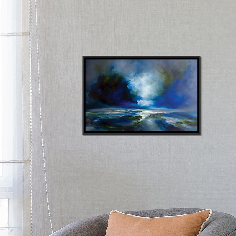 «Blue Sens», reproduction sur toile, H 18 po x l 26 po x P 1,5 po, Toile avec cadre noir, Pas de tapis