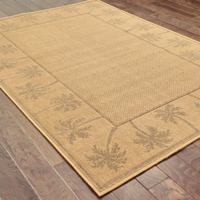 Tapis d'intérieur / extérieur à motif floral beige / brun clair Barham